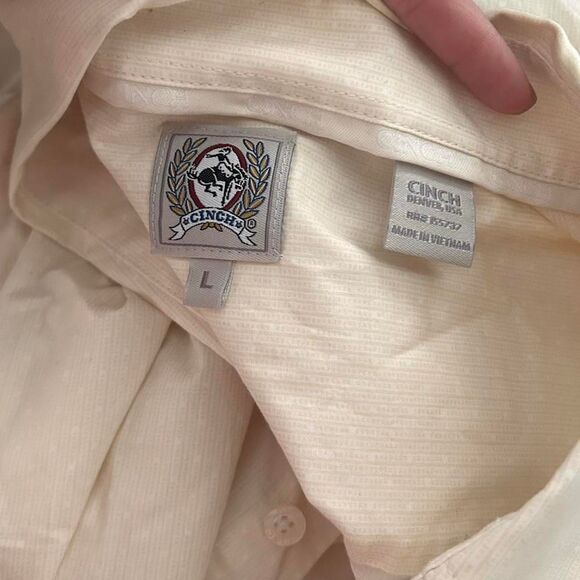 Cinch Cream Striped Dot Western Button-Down – Rodeocore Cowboy Vintage Large - Picture 4 of 6